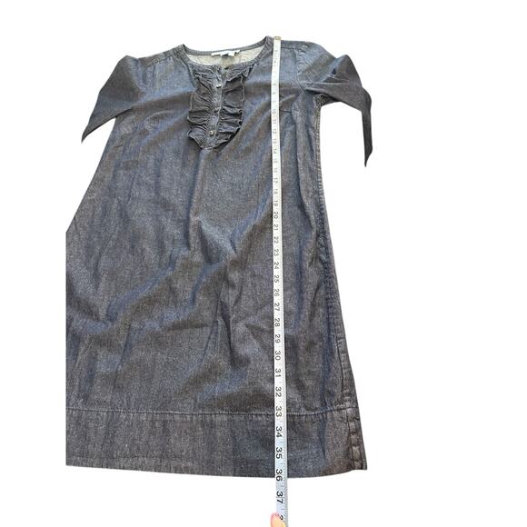 Draper James Dress Bell Sleeve Button Front Denim Chambray Ruffle Shift Size 6 - Picture 12 of 12